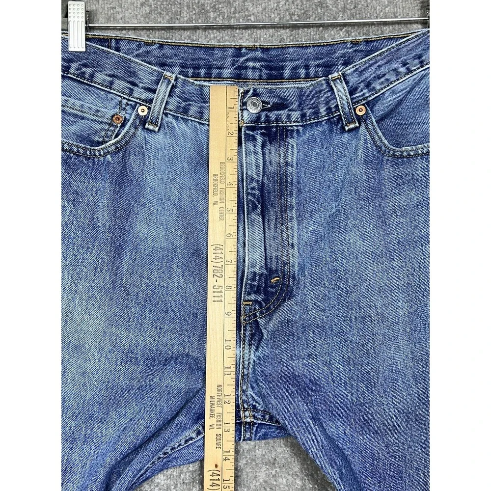 Levis 505‎ Jeans Mens Size 40x29 Blue Distressed Denim Cotton Straight Leg
